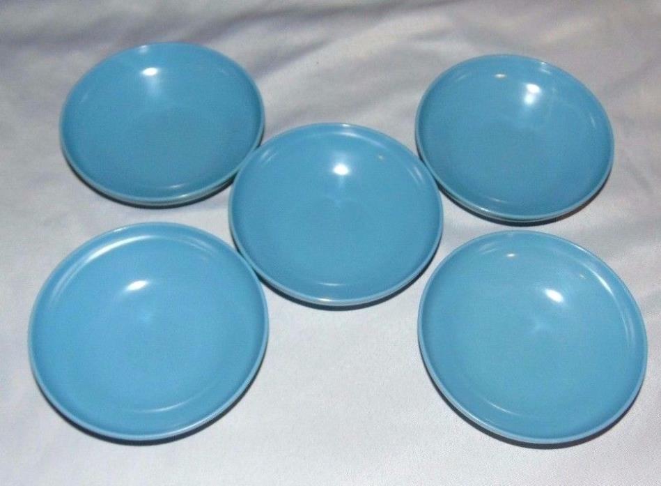 Set of 5 PROLON Marked 7405 Melmac BLUE Small Round Fruit Bowls Measures 4 3/4