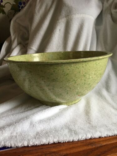 Vintage Apollo Ware Melmac Plastic Green Confetti Spatter Mixing Bowl