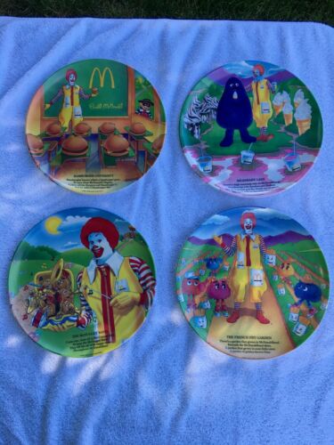McDonalds Set 4 Plates, Hamb U, McNugget Band, Fry Garden, Milkshake Lake, 1989