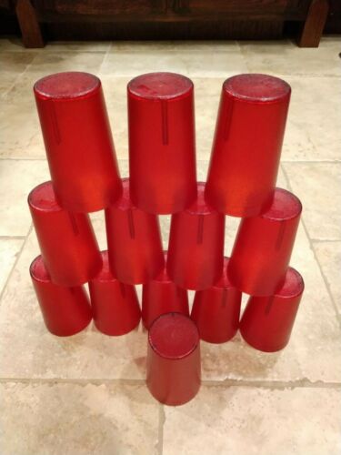 13 VINTAGE TEXAN PLASTIC JUICE CUPS GLASSES Red RETRO TEXAS WARE 4.25