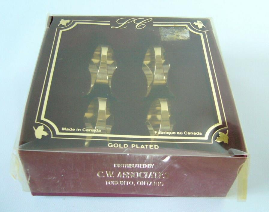 VINTAGE GOLD PLATED NAPKIN RINGS HOLDERS SET OF 4 Table decor