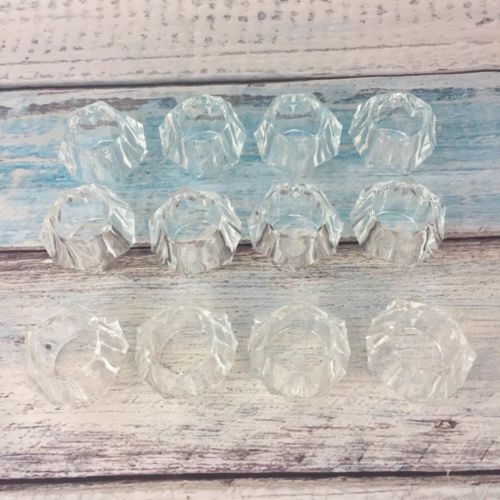 Clear Acrylic Lucite Plastic Napkin Rings Set Lot of 12 Mid Century Vintage