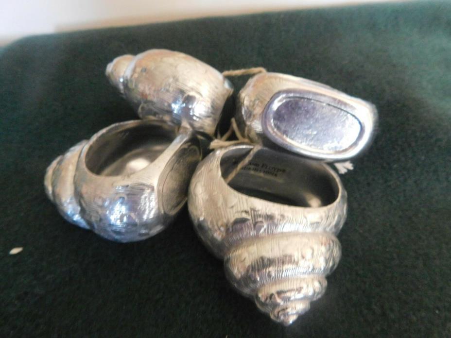 aluminum Fitz and Floyd shell shaped napkin rings 4 of them Made in China