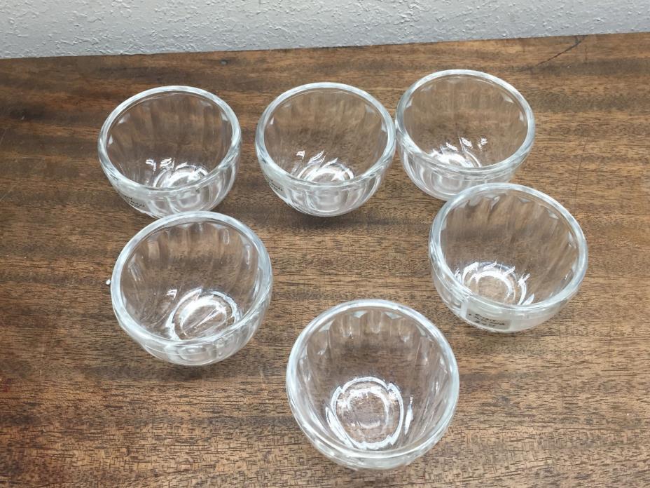 Vintage Lot Of 6 Clear Glass Crystal Salt Dip~ Cellar Bowls ~Condiment Bowls