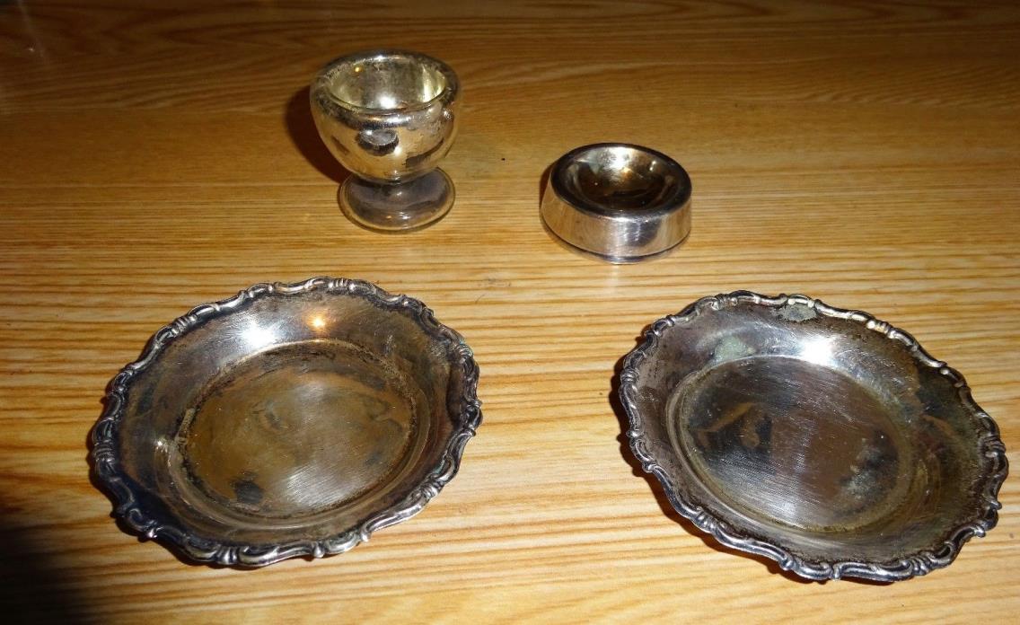 Lot of 4 Vintage salt cellars, 2 plates, 3