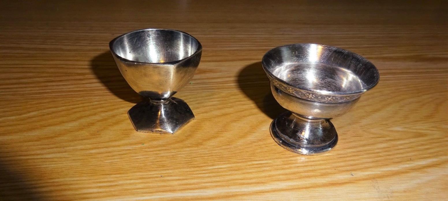 Lot of 2 Antique silver and silver plated  salt cellars, 1 1/2