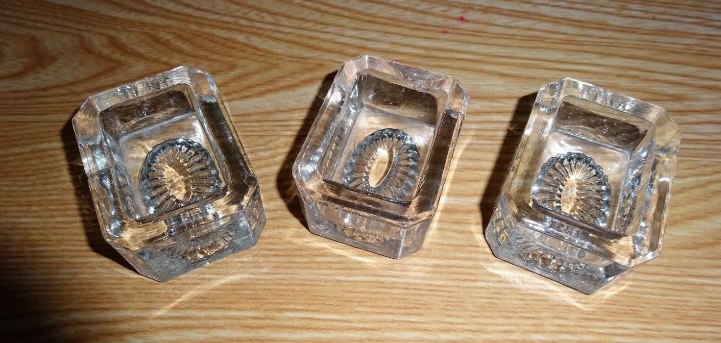 Lot of 3 vintage rectangular carved salt cellars, 1 
