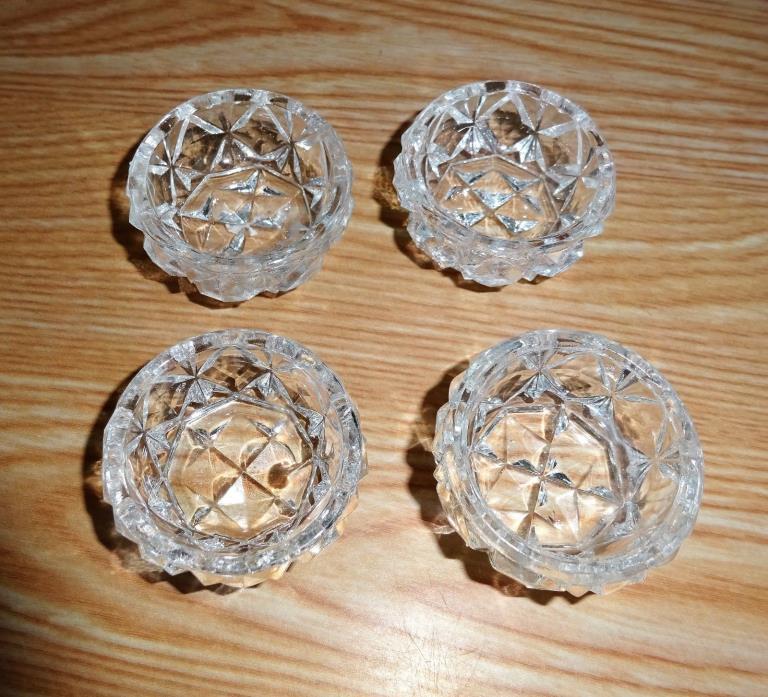 Lot of 4 vintage intricately carved salt cellars, 1 