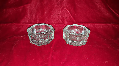 Set of two diamond pattern crystal salt dishes  # 2618