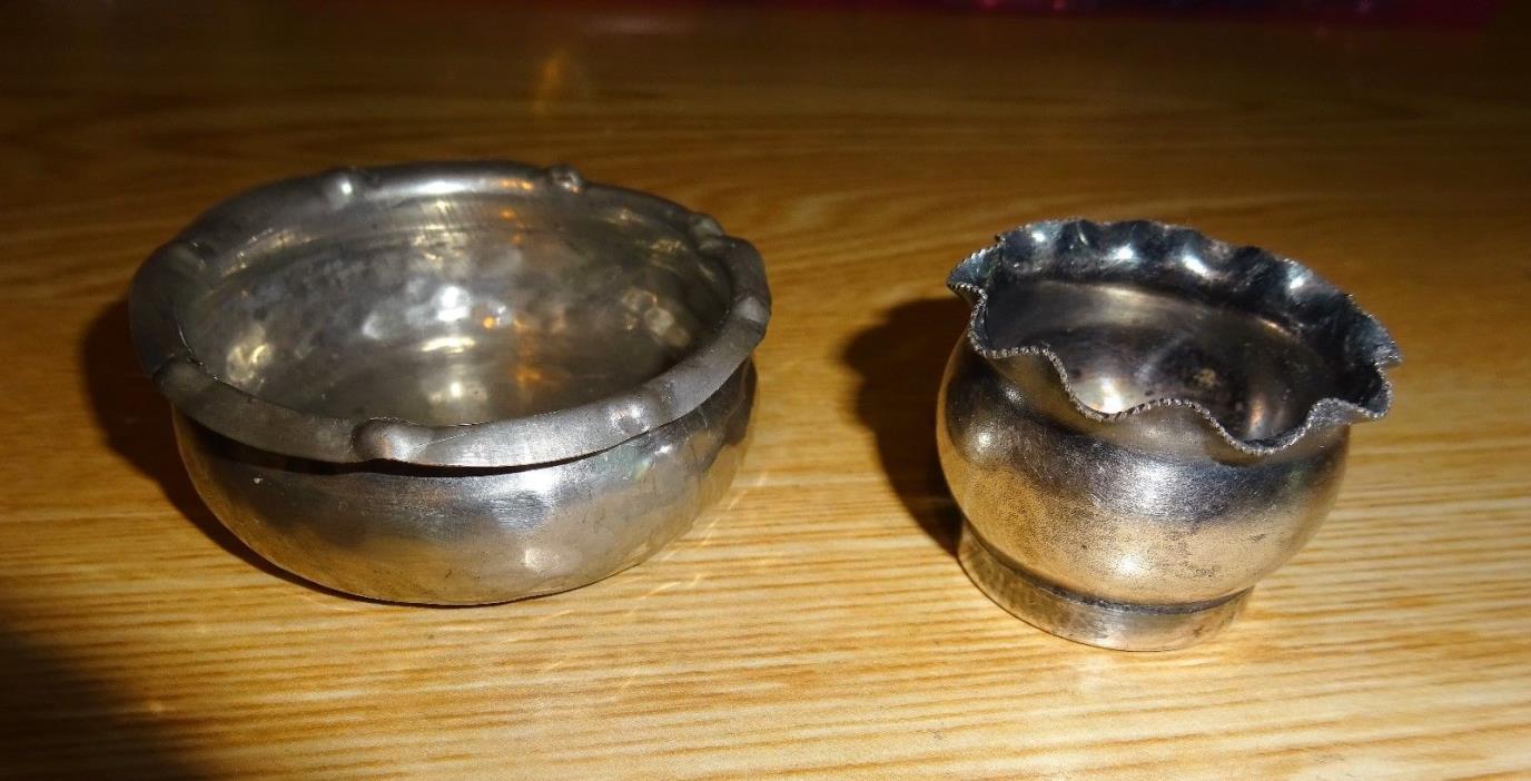 Lot of 2 Antique Pewter salt cellars:Van Dugteren Denmark & WM Rogers