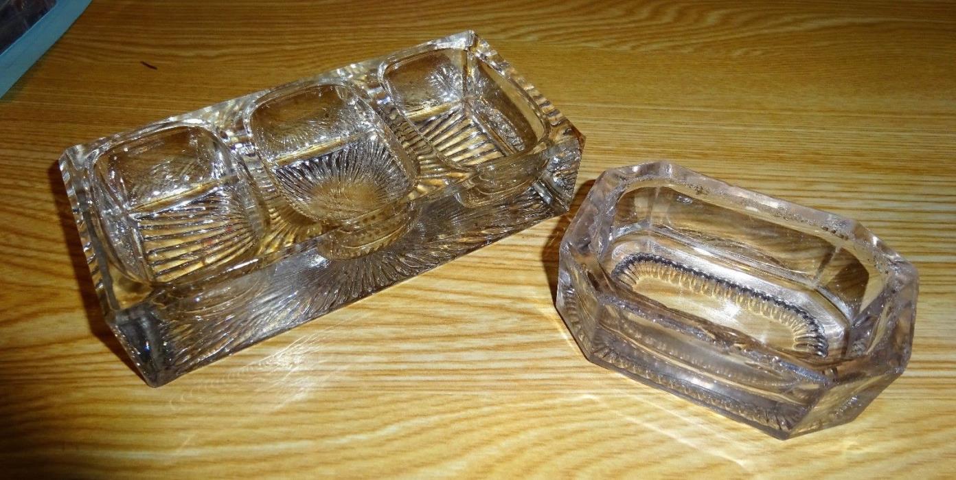 Lot of 2  large salt cellars, tray of 3 6