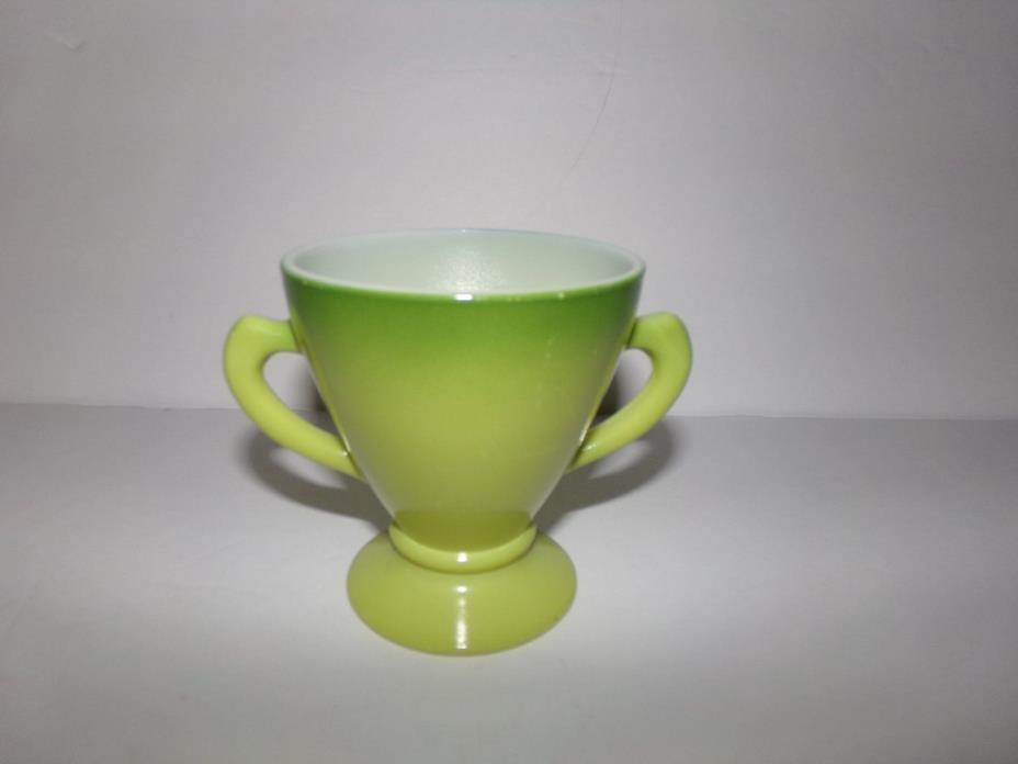 Vintage Green Glass Sugar Bowl Marked 