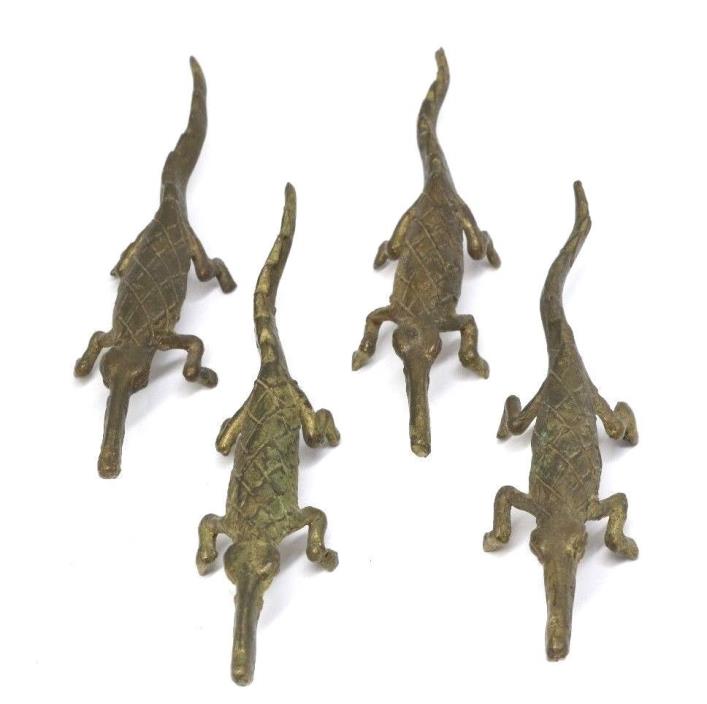 Set of 4 Vintage Bronze Crocodile Knife Rests Free Shipping