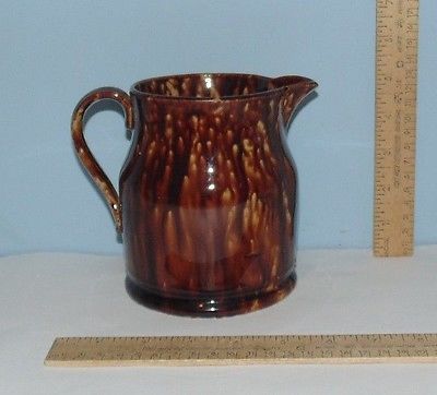 Brown Pitcher - Yellow Ware or YellowWare - unmarked - 5 1/4 inches tall