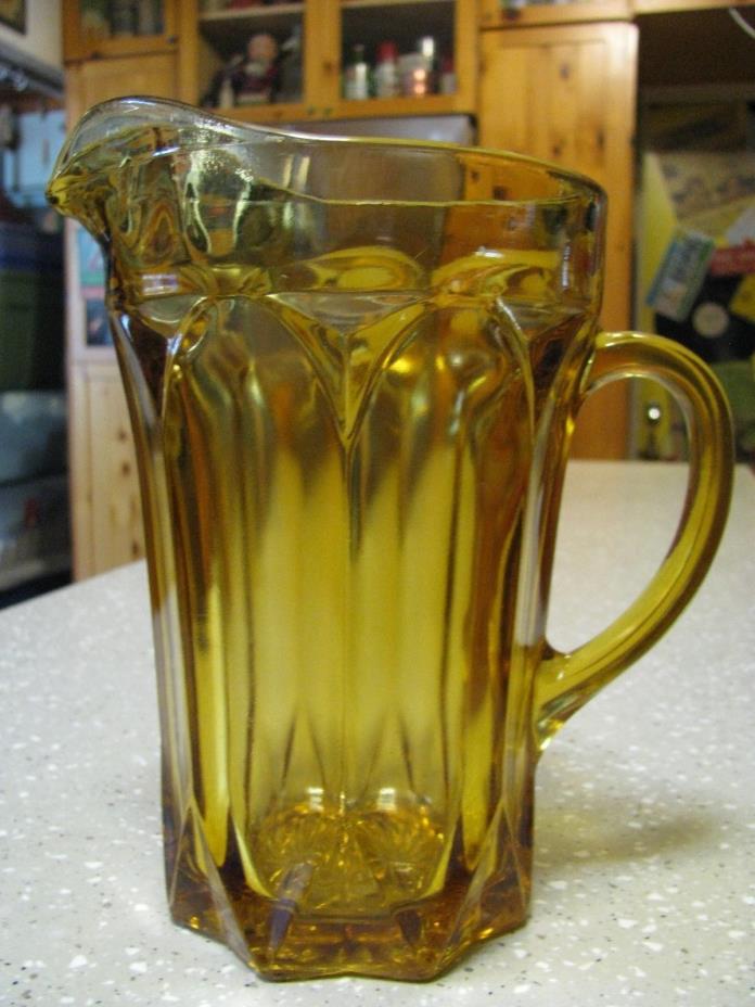 Vintage Honey Amber Brown Glass Water Tea Pitcher