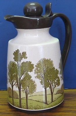 Emsa 32 Ounce Thermos Pitcher - Scenic Pattern - West Germany - 1970s Vintage