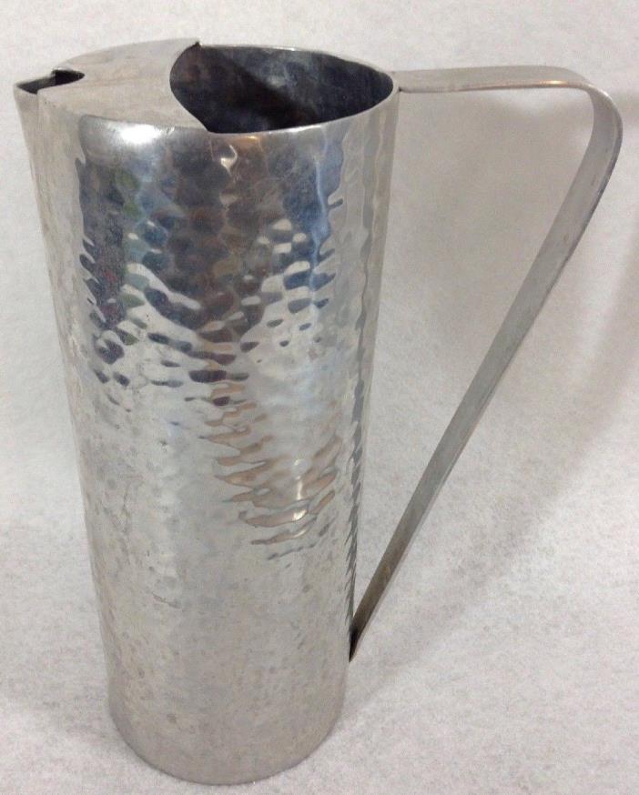 Hammered Aluminum Pitcher Tall Serving Water Tea with Ice Guard VINTAGE 2 Qt