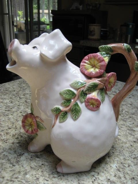 Pig Pitcher Country Kitchen Decor/ Shabby Chic- Adorable!!