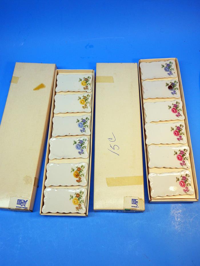 12 Vintage Shafford Japan Rose Floral Porcelain Name Place Cards