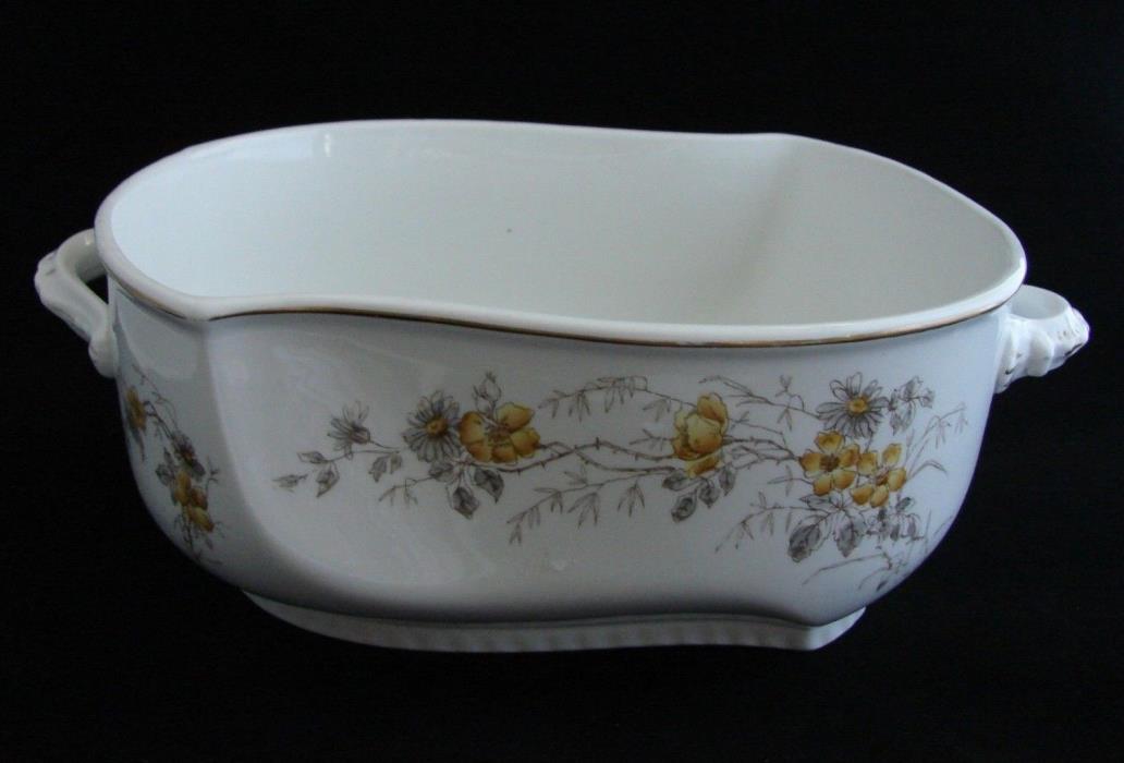 1920s Antique Johnson Bros England Semi Porcelain Lg Serving Bowl Yellow Flowers