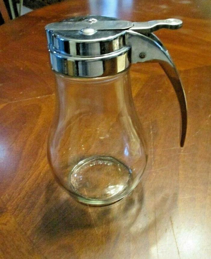 Vintage 12 Ounce Glass Syrup & Creamer Dispenser Chrome Top Restaurant Used
