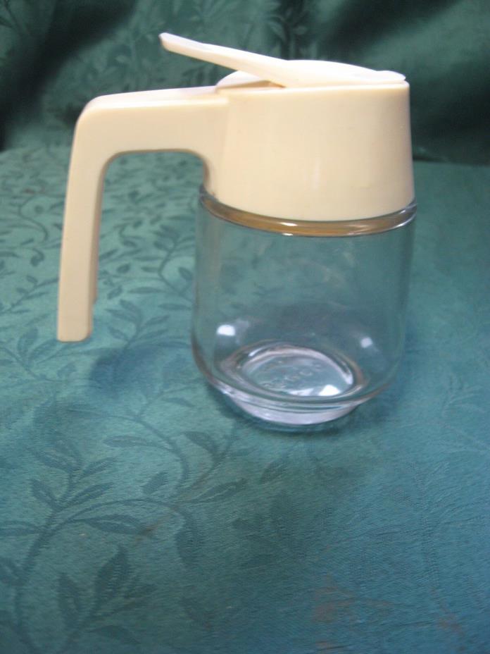 Gemco Syrup Dispenser Pourer Small Mini Beige Lid Handle Vintage Mid Century USA