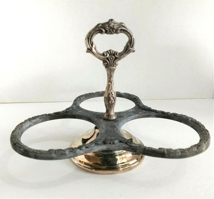 Vintage Sheridan Silver Co. Condiment Holder Table Caddy 3 Space