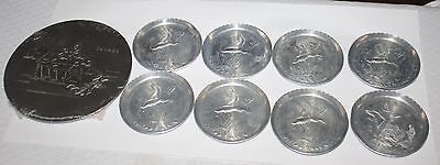 Vintage Hammered Aluminum Coaster Set with Canada Coaster For Decanter Set of 8