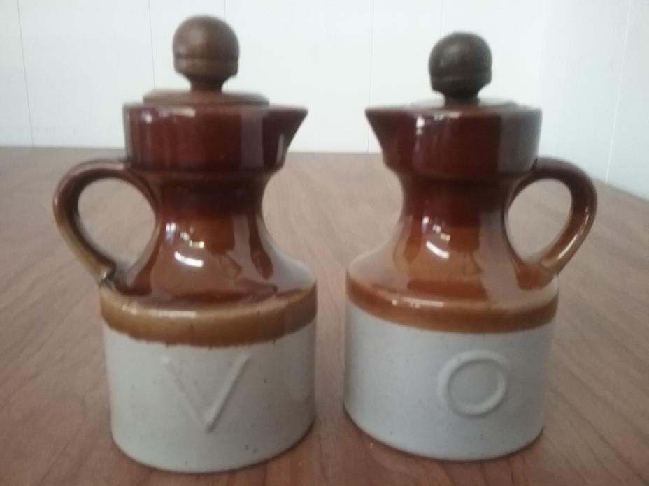 Vintage Brown Oil & Vinegar Cruets Jugs Taiwan Made