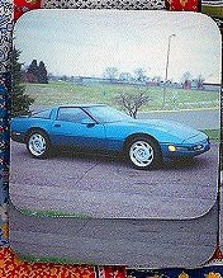 CORVETTE - 1993 Teal  Rubber Backed Coasters #0418