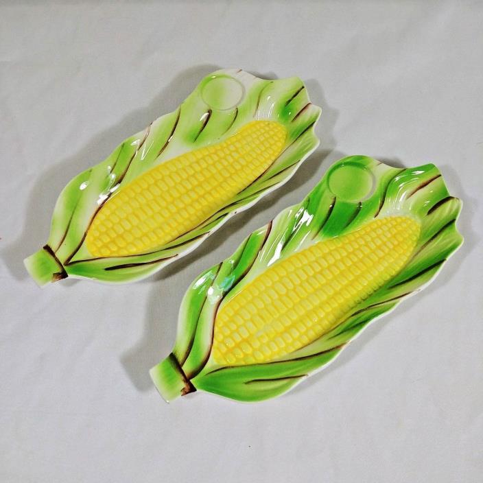 Corn On The Cob Plates Serving Dishes Set Of 2 Ceramic