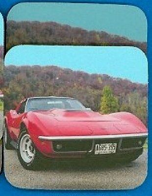 CORVETTE 1969 RED Rubber Backed Coasters #0504