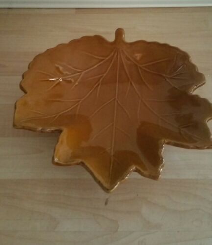 Golden oak leaf shape candy nut or relish dish from Living quarters Harvest