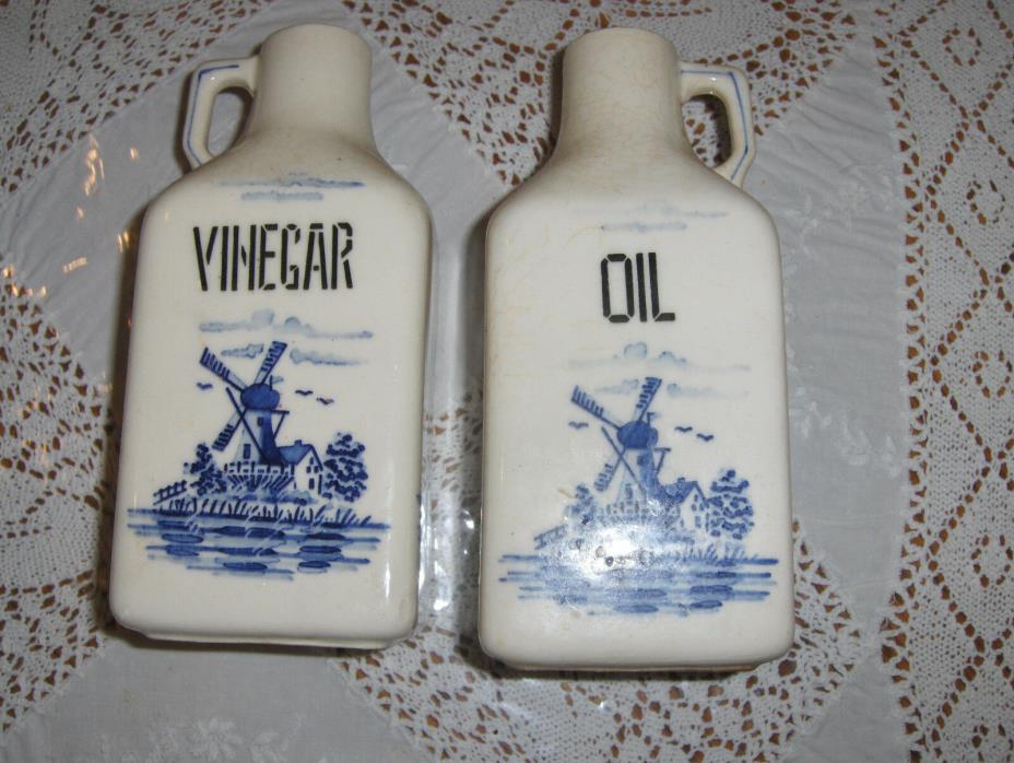 Vintage  Blue  Hella Eleanor Vinegar & Oil Made in Czechoslovakia