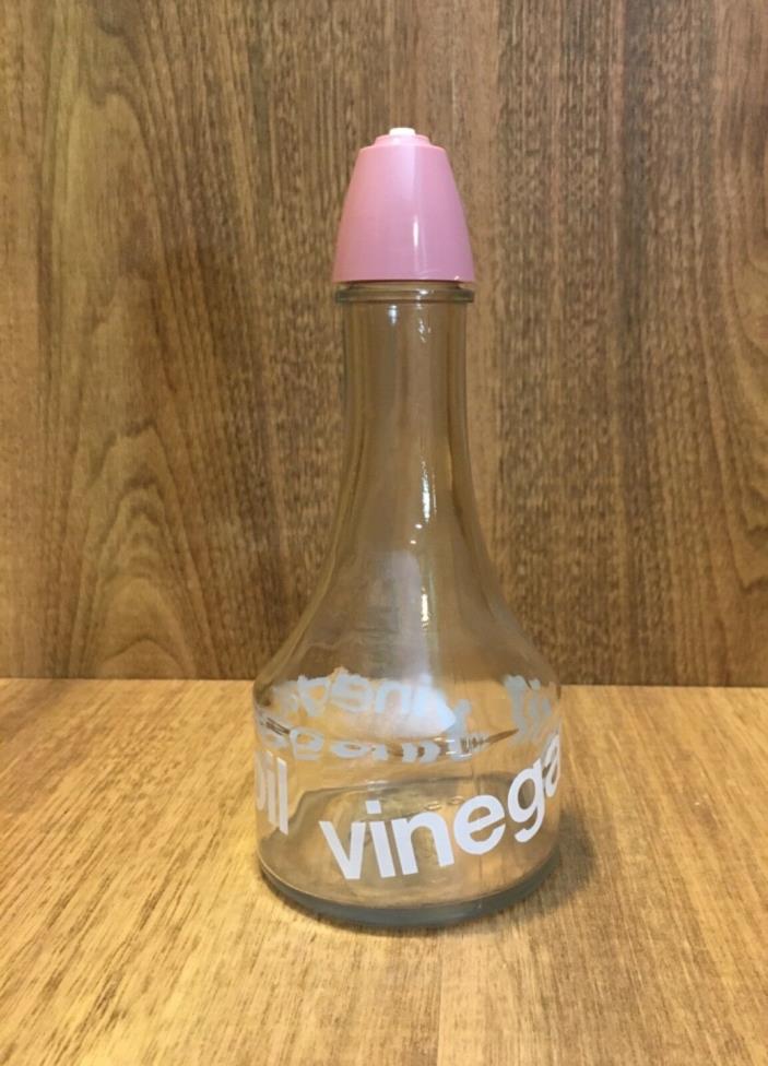 • Vintage • Gemco Clear Oil Vinegar Bottle Pink Top 1960's **EXCELLENT CONDITION