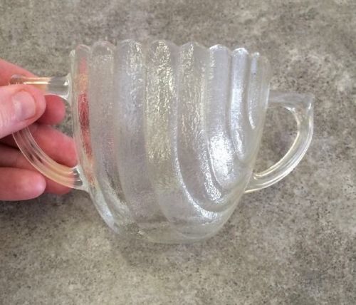 Clear Depression Glass Pourable Open Sugar Handled Beautiful Swirl Estate Find