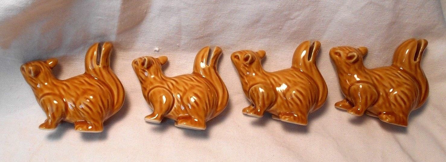 4 Pottery Squirrel Place Card Placecard  Name Holder New Set Of  Four