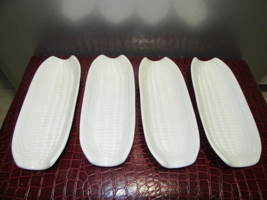 Lot 4 Clay White Corn On the Cob Dishes