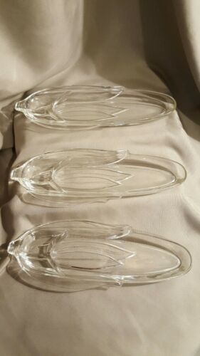 3 Clear Glass Corn on the Cob Serving Dishes