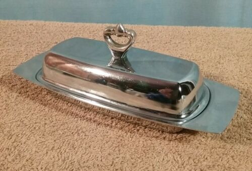vintage butter dish by KROMEX stainless and glass