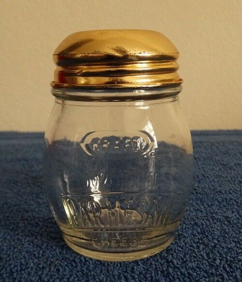 Vintage Kraft Parmesan Cheese Shaker, Glass with Gold Colored Lid