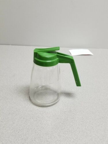 Vintage Federal Housewares Glass & Green Lid Sugar Container Dispenser Jar+