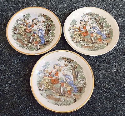 SET of 3 Vintage G.E.C Classic Art Print Saucer Plates Made in Occupied Japan