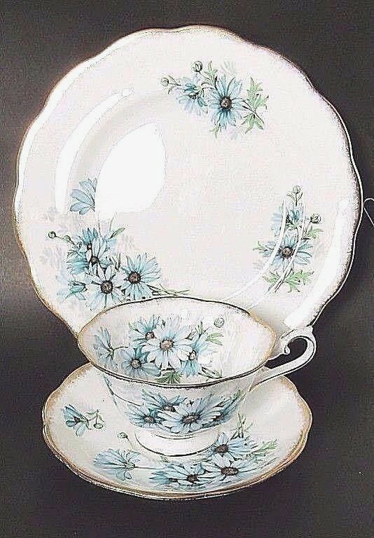 Royal Albert China Marguerite Trio,Salad,Footed Avon Teacup,Saucer Set Excl Con