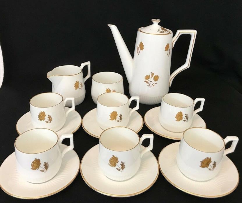 Abbeydale Duffield Derbyshire Bone China Gold Daisy Tea Pot Set w Cup Saucer 6