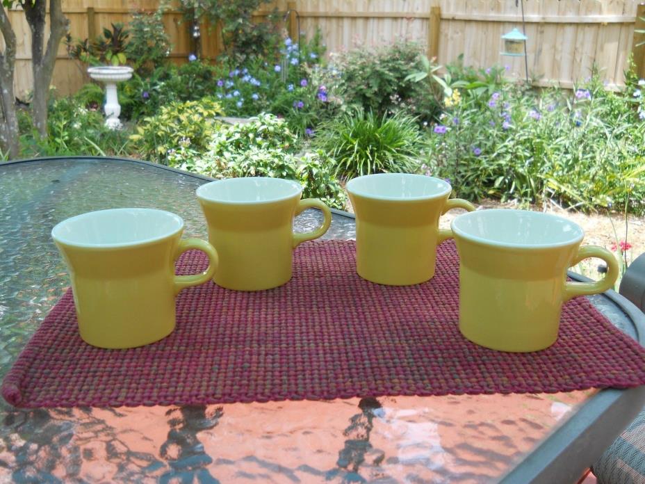 4 Vintage Yellow/white Mugs