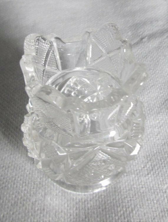 Antique EAPG US Glass Clear Crystal Toothpick Holder 2.5