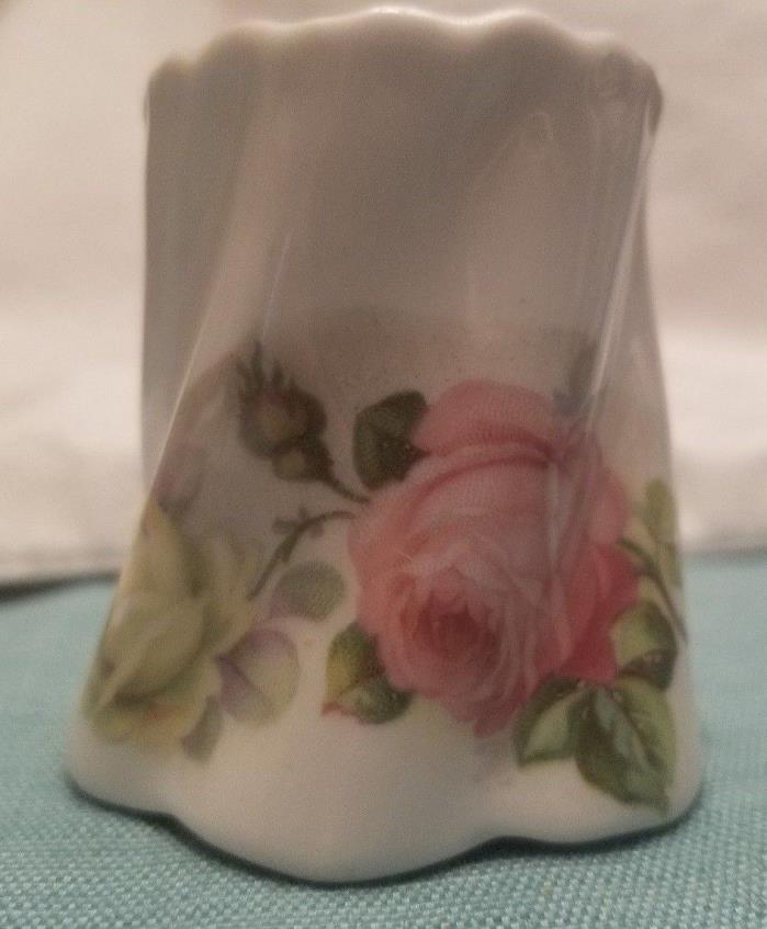 Antique Leuchetenburg Germany Rose Pattern Toothpick Holder With Scalloped Rim