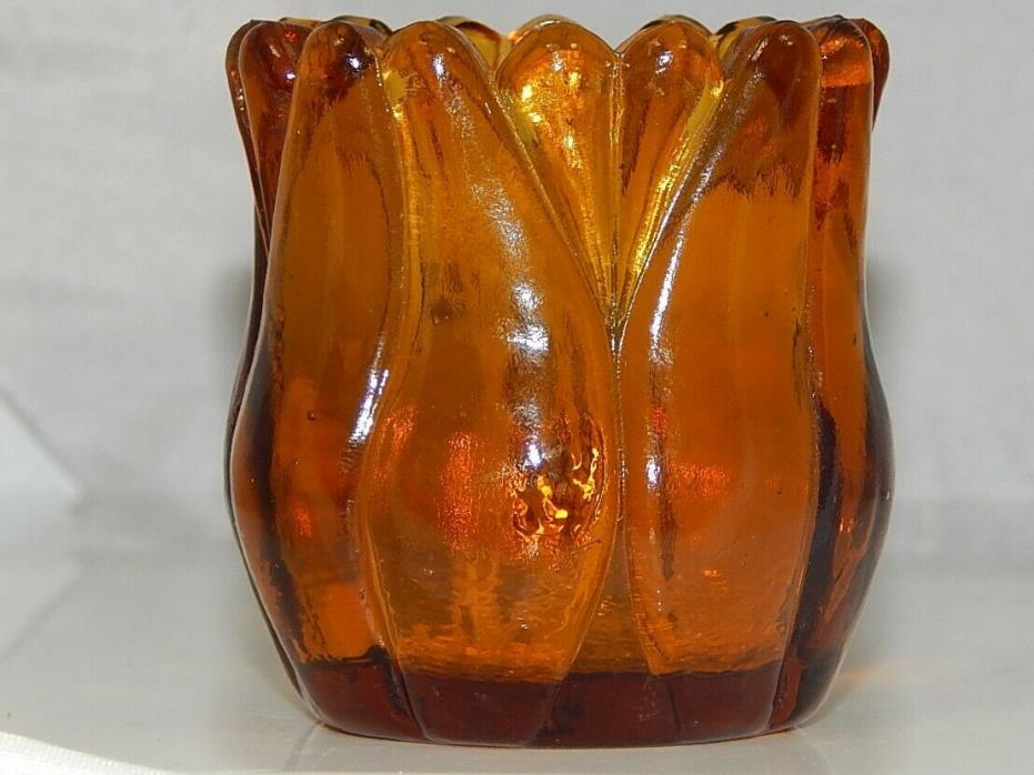 Amber Pressed Glass Toothpick Holder