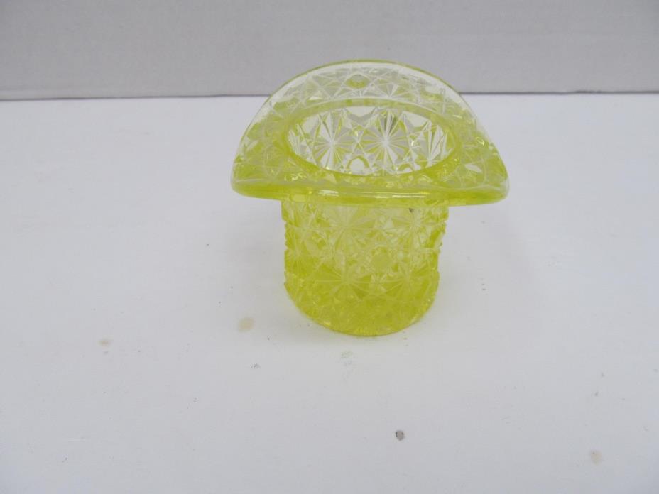 Yellow Glass Top Hat Toothpick Holder, Perfect
